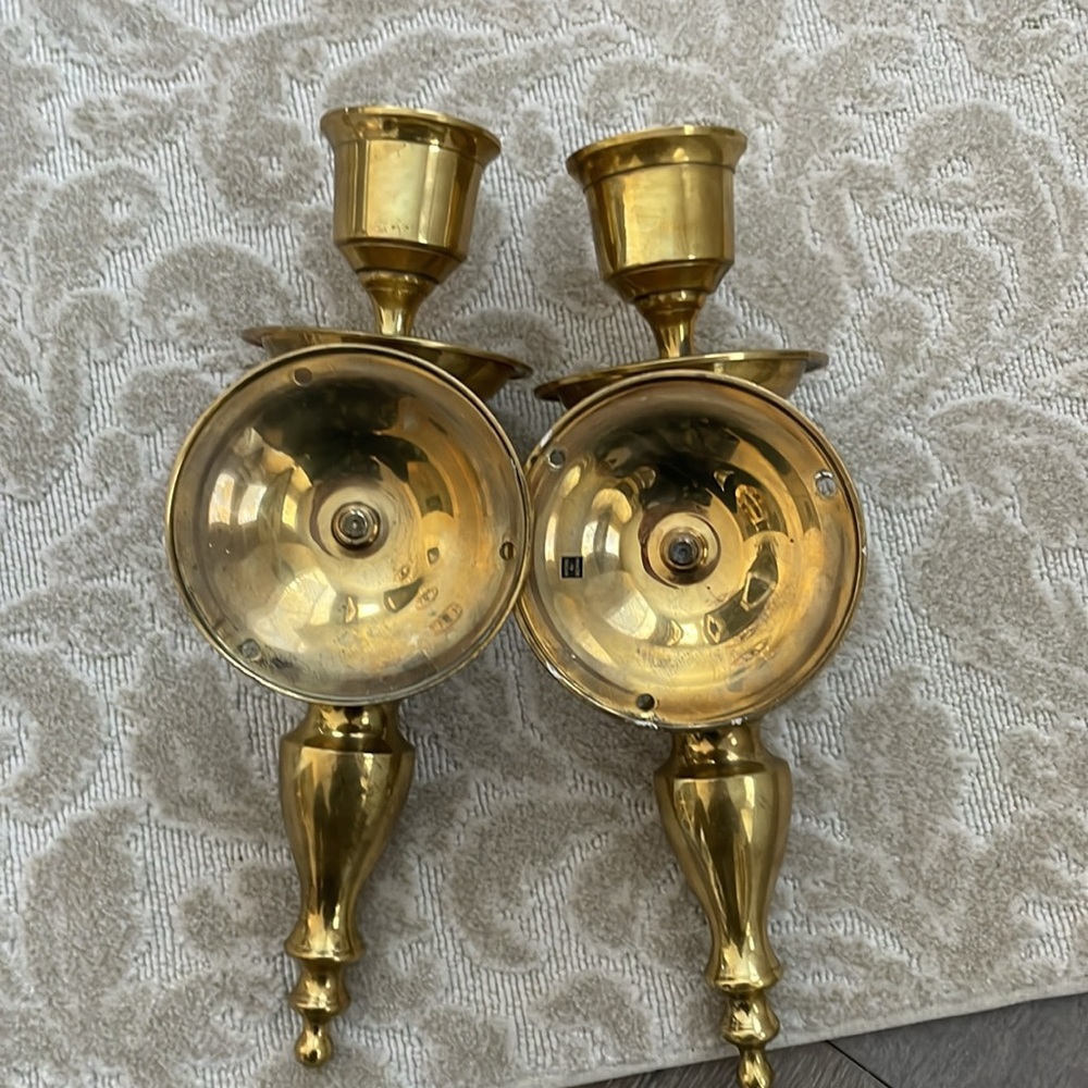 Solid Brass Wall Candle Holder Sconces - Picture 4 of 5